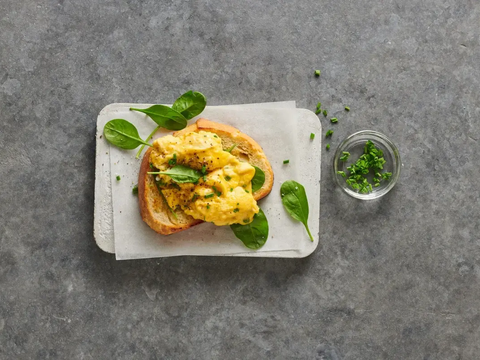 Scrambled Egg Toast with Spinach and Chives